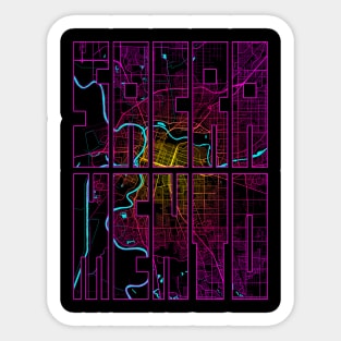 Sacramento, USA City Map Typography - Neon Sticker